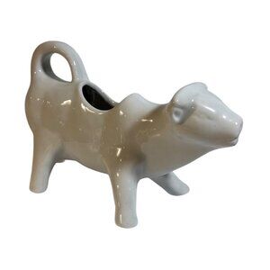 White Ceramic Cow Creamer Pitcher Vintage Farmhouse Style